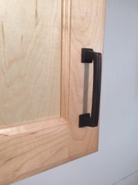 This is the oil-rubbed pull we chose for most of our new cabinets, which are maple in a natural finish. 